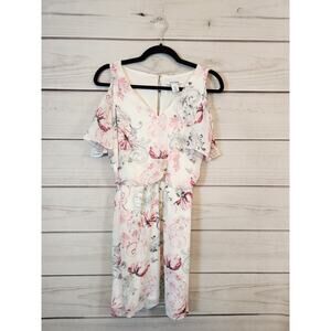 White House Black Market White Floral Cold-Shoulder Mini Dress